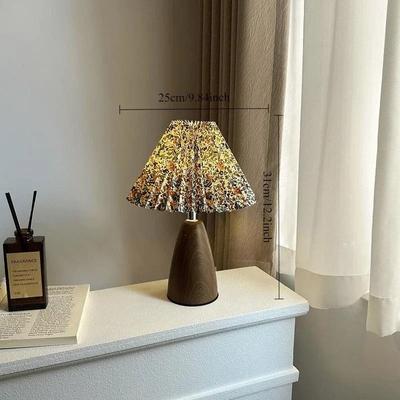 Uplifted Finds Retro Pleated LED Table Lamp USB Bedside Ambient Night Light For Bedroom Living Room Decor flowers Type