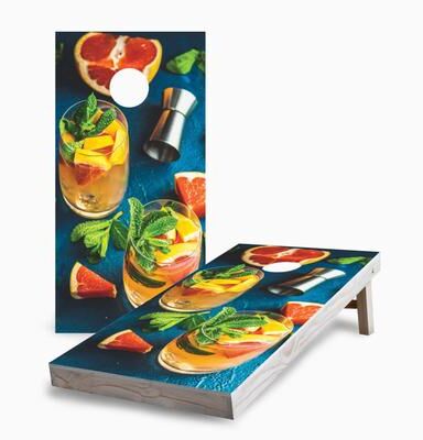 Skip's Garage Summer Citrus Cocktail Corn Hole Board Set with Carry Case