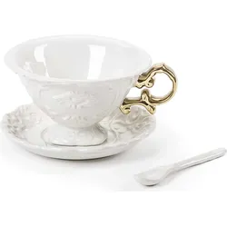 I-Wares Gold Teetasse mit Untertasse und Löffel