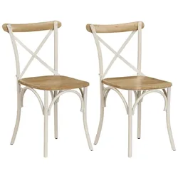 Décoshop26 - Set aus 2 weißen Esszimmer-/Küchenstühlen aus massivem Mangoholz CDS020165