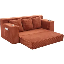 MODFU Modulares Bodensofa aus Corduroy, orange, 172 x 87 x 64 cm