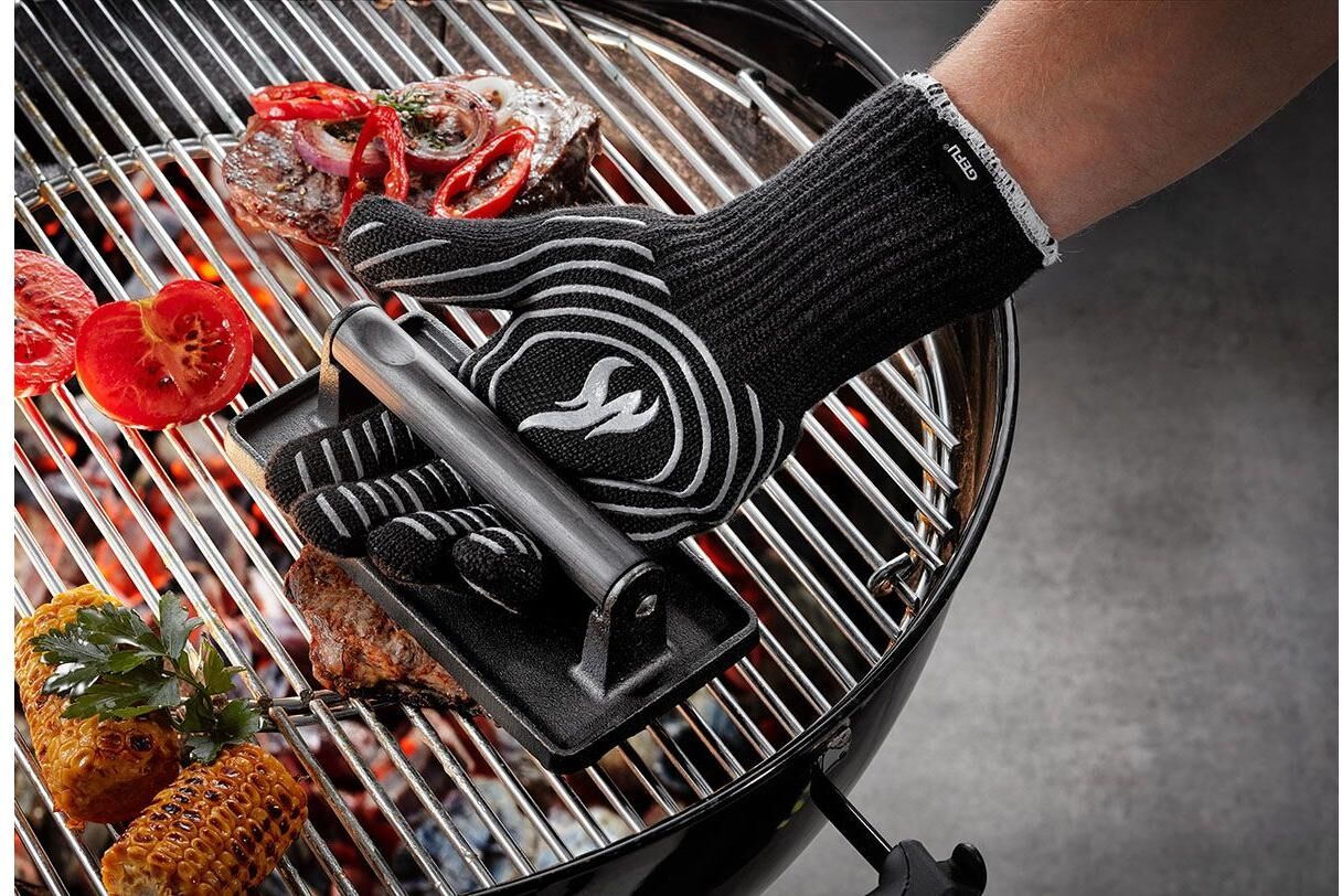 Grillhandschuhe GEFU "GEFU Grillhandschuh BBQ Grau, Grösse XL", grau, Baumwolle, Kunststoff, Topflappen, Grillhandschuhe grau Einheitsgröße