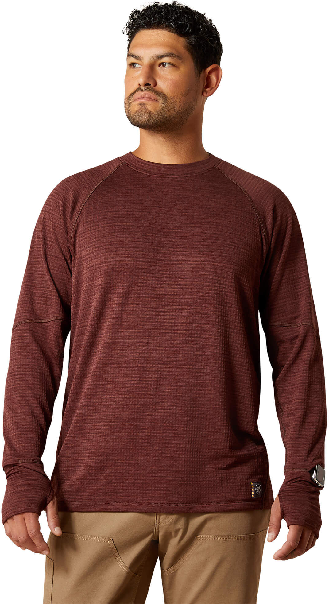 Men's Rebar Gridwork Crewneck T-Shirt in Bitter Chocolate, Size: Medium by Ariat