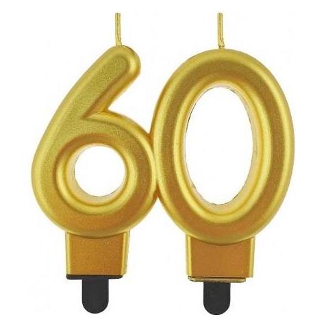 GoDan Zahlenkerze 60 Beauty&Charm metallic gold, 8 cm (1 Stk.) (40961109)