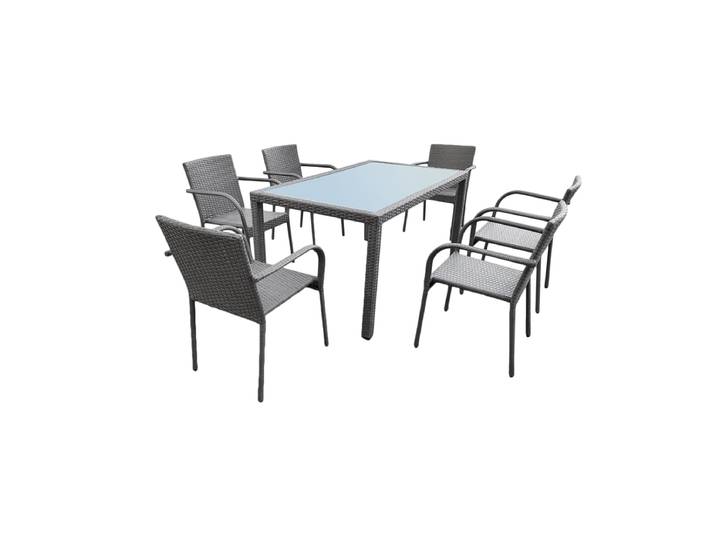 Ensemble table et chaises de jardin 6 personnes Rio Gris