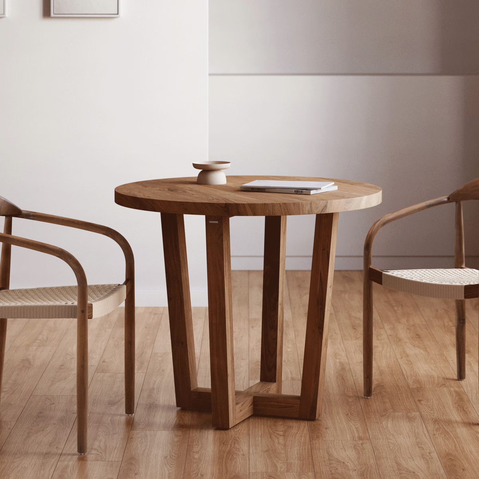 Kave Home Nahla Ronde Bistrotafel van Acaciahout, Diameter: 90 cm