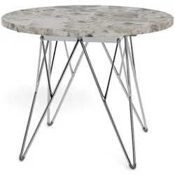 Actona »Prunus« Ecktisch rund Marmor Marron braun, Gestell Chrom Ø 55x41,4 cm / Marmor Marron braun