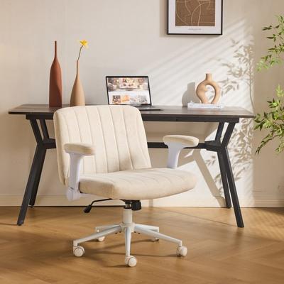 No Chenille Swivel Chair With Adjustable Flip-Up Arms For Cross-Legged
