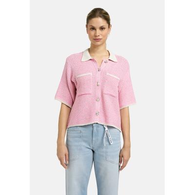 Cardigan SMITH & SOUL, Damen, Gr. L, pink (bubblegum), Material: 100% Baumwolle, Strukturmuster, regular fit normal, hoch geschlossener Ausschnitt, eingesetzt gerader Abschluss, Strickjacken, mit Brusttasche