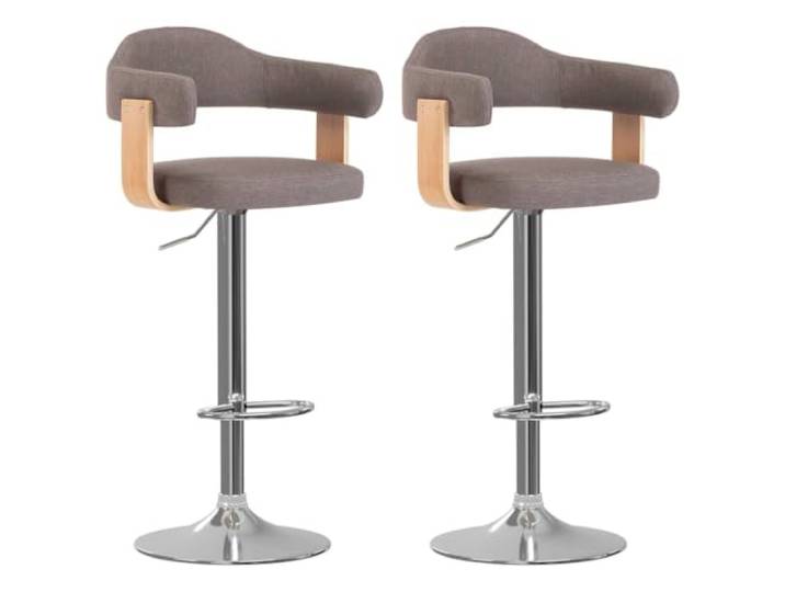 Barhocker, 2 Stück, Taupe, Holz und Stoff, drehbar, verstellbar Komfortables Sitzen, gemischte Robustheit, ergonomische Fußstütze, 360 Grad drehbar, Kapazität 110 kg
