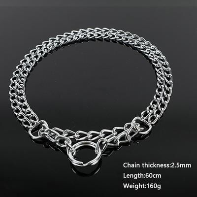 Fusion Finds Heavy Duty Adjustable Metal Dog Training Collar With Double Row Chain & Triple Ring Design 60cm