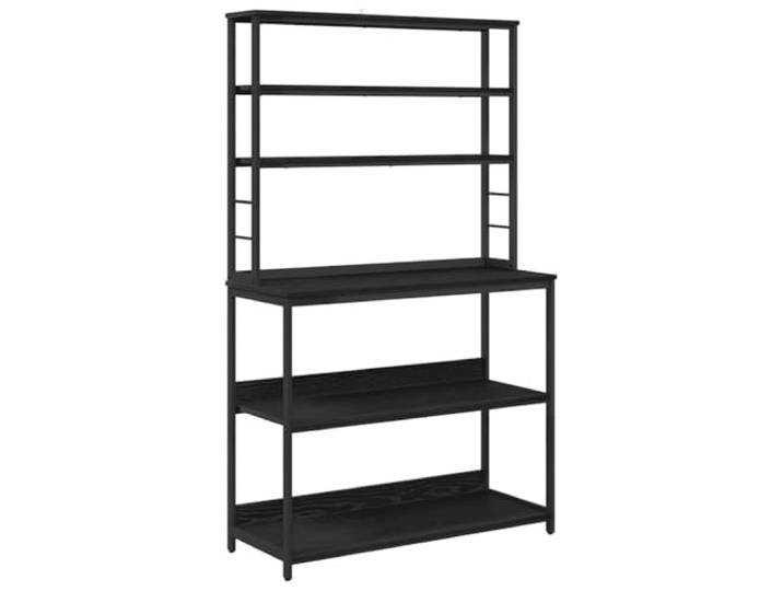 KTHLBRH Küchenregal 5 Ebenen 100 x 40 x 168 cm Eiche Schwarz Stahlrahmen, Holzregale, inklusive Nivellierer, Industrie-Stil, für Küche und Speisekammer