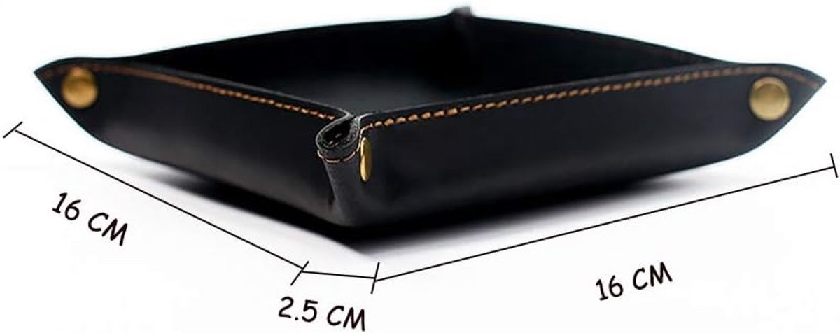 Luxe leren valet tray voor mannen, handgemaakte organizer voor sleutels, portemonnee en horloge