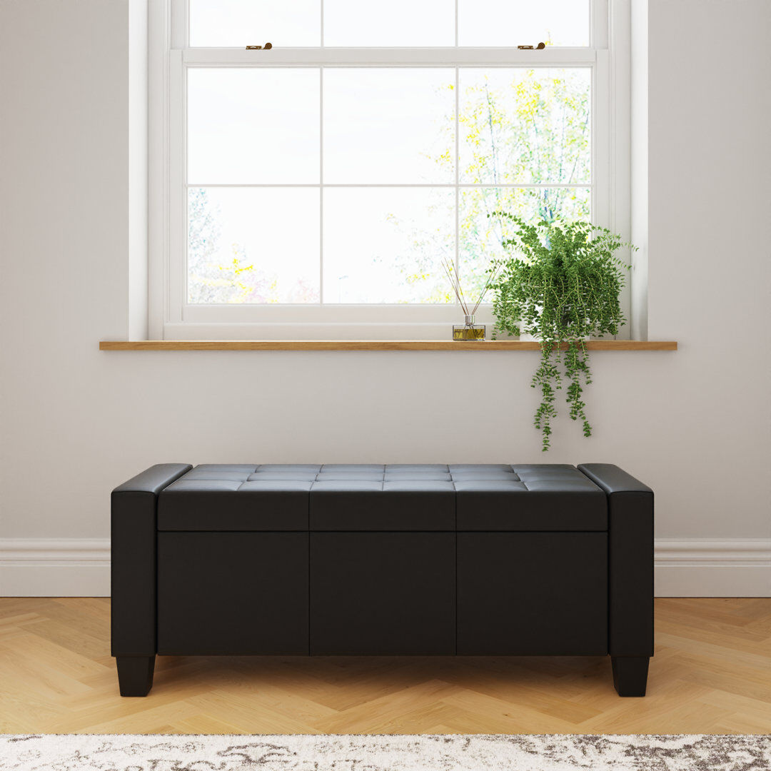 Three Posts Ashley Storage Bench Black 39cm H X 104cm W X 39cm D