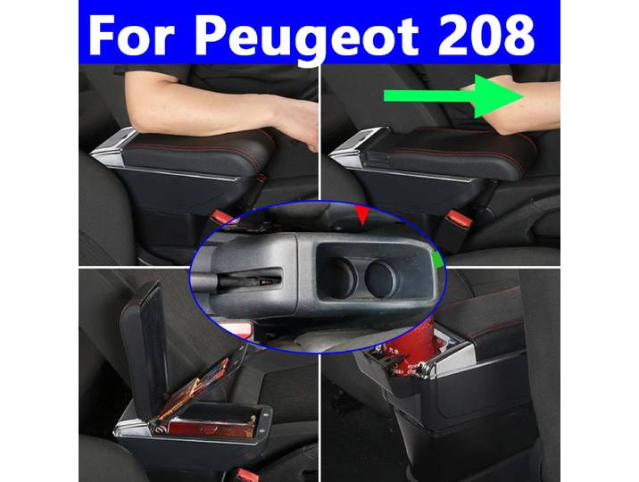 Accoudoir pour Peugeot 208, boîte de rangement pour Console centrale 2012 2013 2014 2015 2016 2017 2018, organisateur d'accessoires d'intérieur de voiture