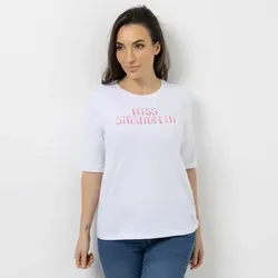 STRANDFEIN Shirt, langer 1/2-Arm Rundhalsausschnitt Logo-Druck figurumspielend
