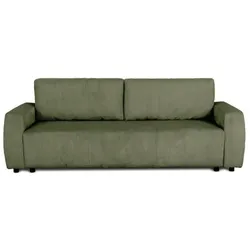 Casapy, Sofa + Bettsofa, 3-Sitzer-Sofa PHARELL - Khakifarbener Cordstoff - Aufbewahrung - 231 x 84 x 91 cm (3-Sitzer)