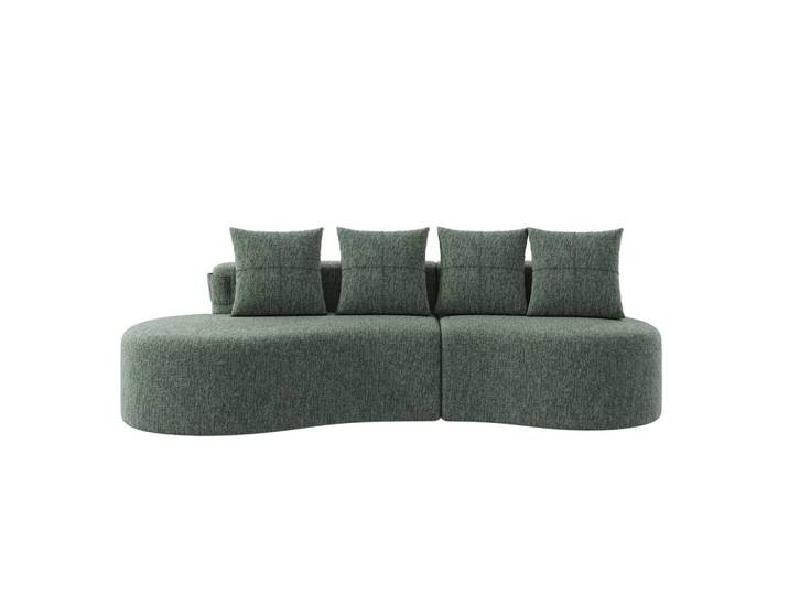 Urban Meuble 3-Sitzer Sofa leinenstoff farbwahl mit getränkehalter & seitentaschen, Grün, 240x63x109 cm, Wohnzimmer, Sofas & Couches, Sofas, 3-Sitzer Sofas