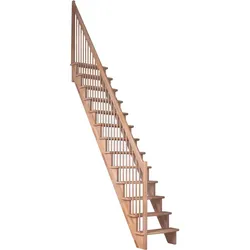 DOLLE Raumspartreppe Wangentreppe Lyon, 75 cm, Buche,Geradelaufend,Holzgeländer rechts,versiegelt
