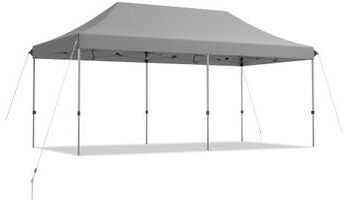 Costway 10 x 20 Feet Adjustable Folding Heavy Duty Sun Shelter with Carrying Bag-Gray