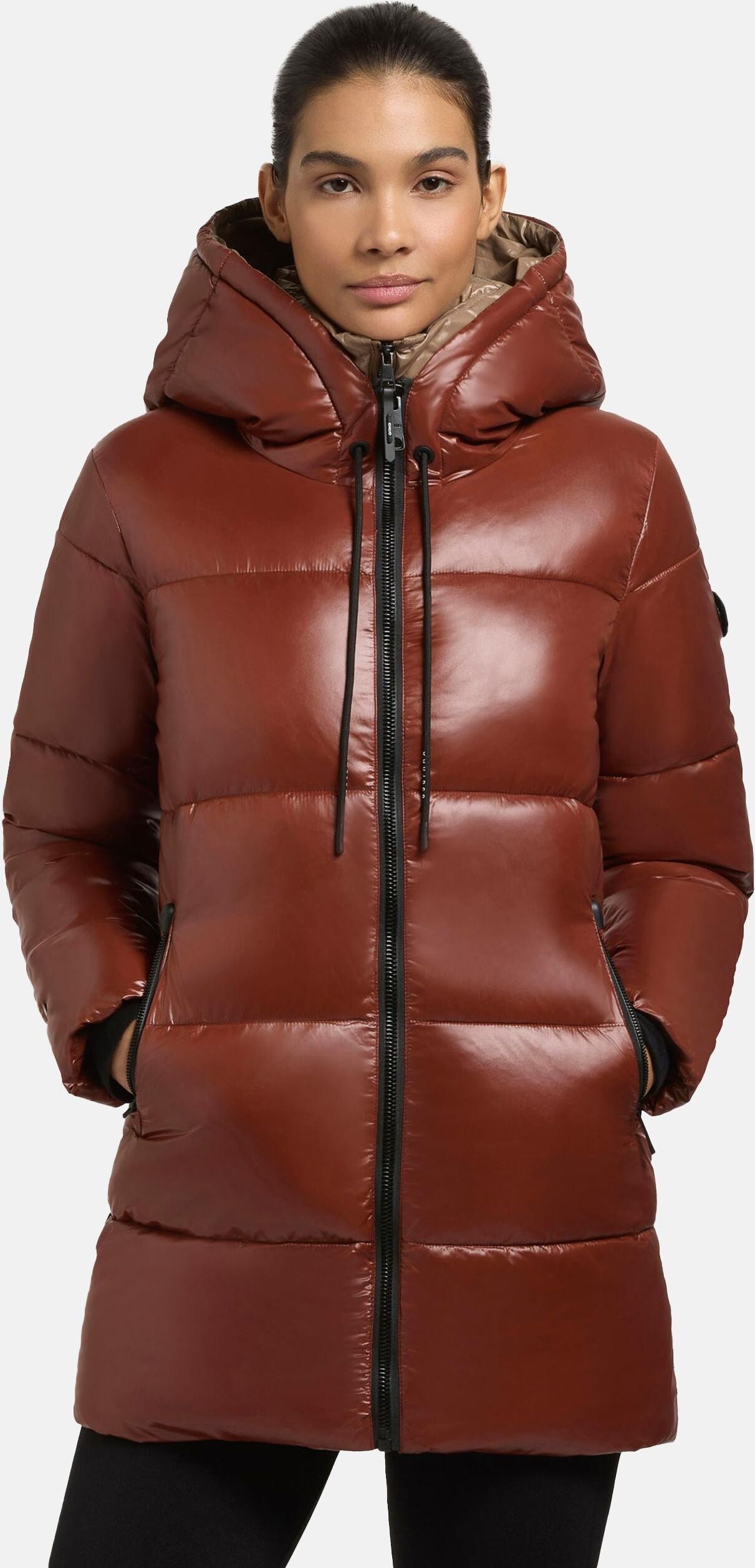Kurzmantel KHUJO "Steppmantel Grana-YM", Damen, Gr. S, braun (coconut braun), Obermaterial: 100% Nylon NY.  Obermaterial: Futter: 100% Nylon NY. 100% Polyester PES., Mäntel Kurzmantel