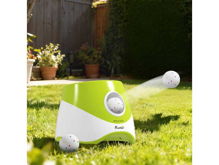 PawHut Lanceur de Balles Automatique 3 Distances Vert