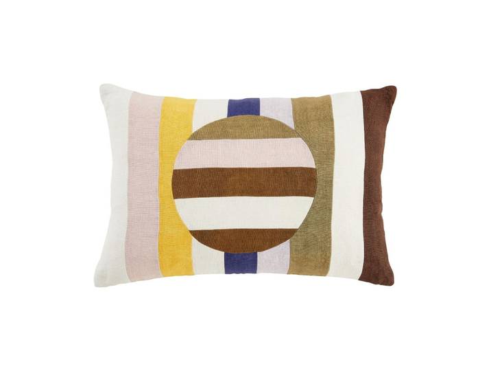 Coussin en lin - 30 x 60 cm - rose et marron