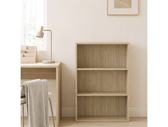 HOMCOM Bibliothèque 3 Compartiments Bois Naturel 60x24x93cm
