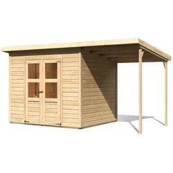 Karibu Eco Gartenhaus Merseburg 5 inkl. Anbaudach - Sparset