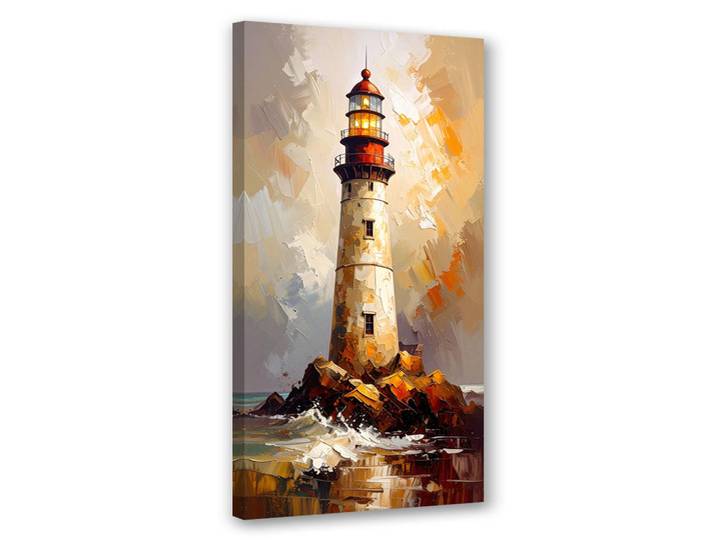 Feeby Leinwandbild Leuchtturm Imitation Farbe 60x120cm, Beige, Stadtarchitektur, Rechteckig, 60x120 cm, Bilder & Rahmen, Bilder, Leinwandbilder