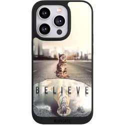 Nivocase Handyhülle für Apple iPhone 14 Pro Hülle NIVOpure Case Schwarz Motivation Tiere Tiger (Apple iPhone 14 Pro), Smartphone Hülle, Schwarz