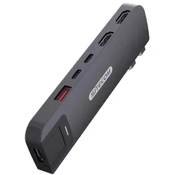 Sitecom MacBook Pro Multiport Hub 6 in 2 Zwart (AC-2101) (USB-C), Dockingstation + USB Hub, Schwarz