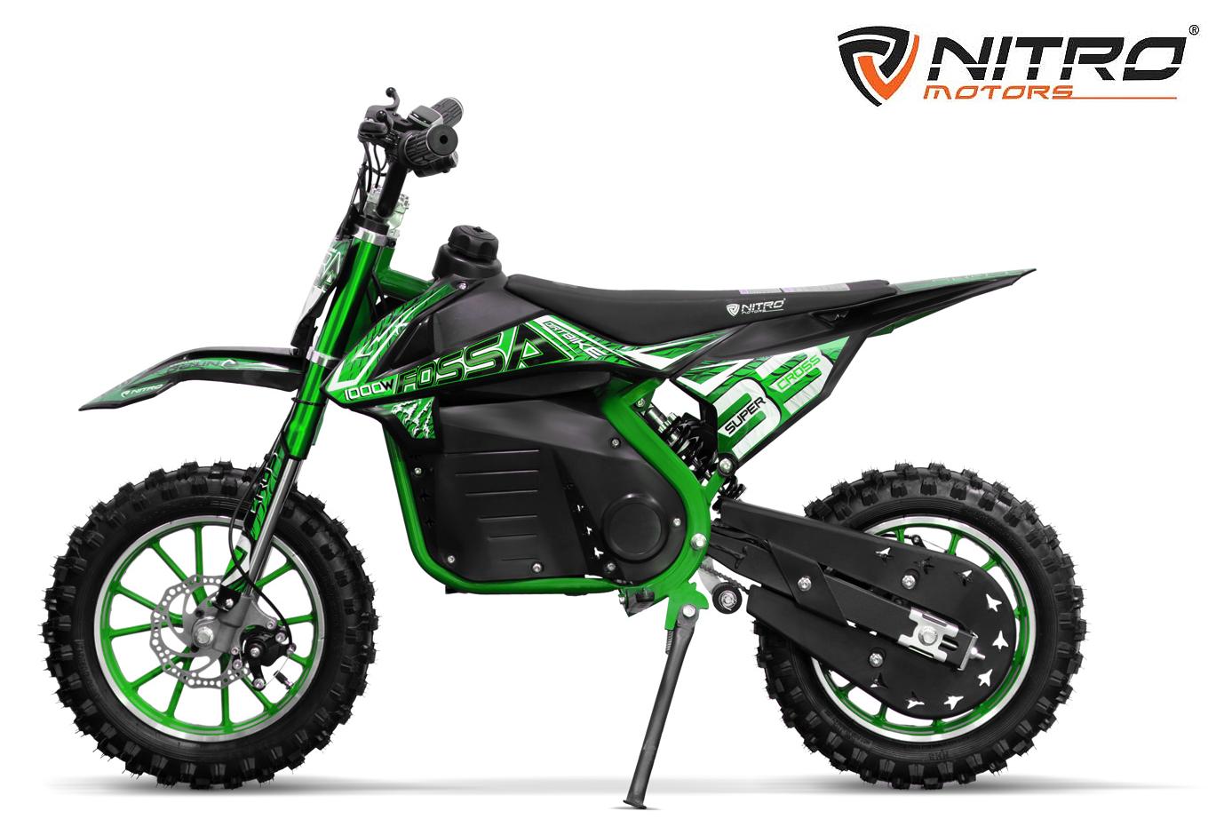Nitro Motors 1000W Eco Kinder Dirtbike Fossa Fun 10 Zoll 36V Grün