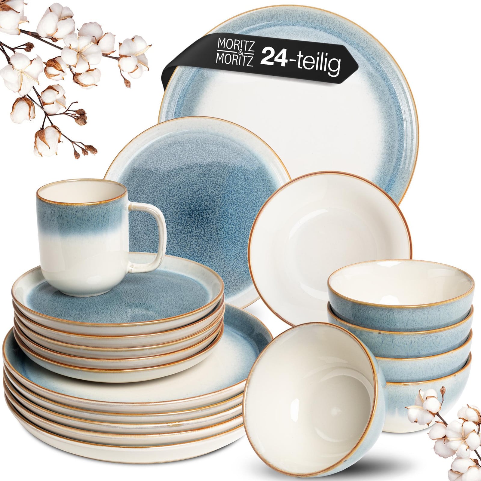 Moritz & Moritz TARENTO blauwe serviesset, 24-delig