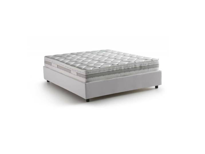 Lit double en similicuir blanc 160x190 cm