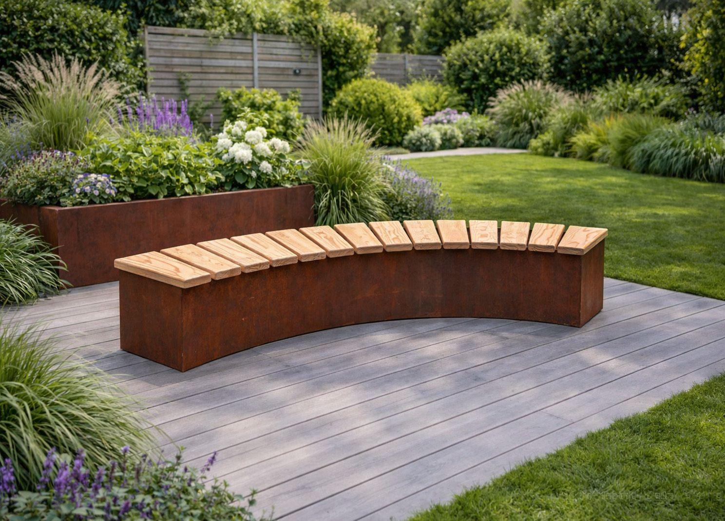 Badeko Sitzbank "Modell Karlsruhe" 200 cm in Edelrostoptik