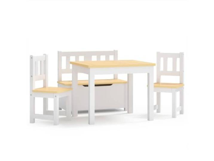 4-tlg. -Sitzgruppe Weiß und Beige MDF Abgerundete Kanten, integrierte Truhe mit Deckel, leicht zu reinigen, für Zuhause, Schulen, gärten