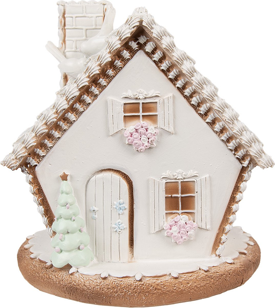 Clayre & Eef Gingerbread house met LED Wit Polyresin 17 cm