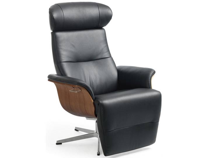 Conform Relaxsessel, Schwarz, Walnussfarben, Metall, Echtleder, Rindleder, Walnuss, furniert, 80x103x88 cm, Lederauswahl, Stoffauswahl, Wohnzimmer, Sessel, Relaxsessel