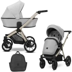 Kunert, Kinderwagen, BRAV 2in1 Kinderwagen in Grau mit Champagner Rahmen und Gelrädern