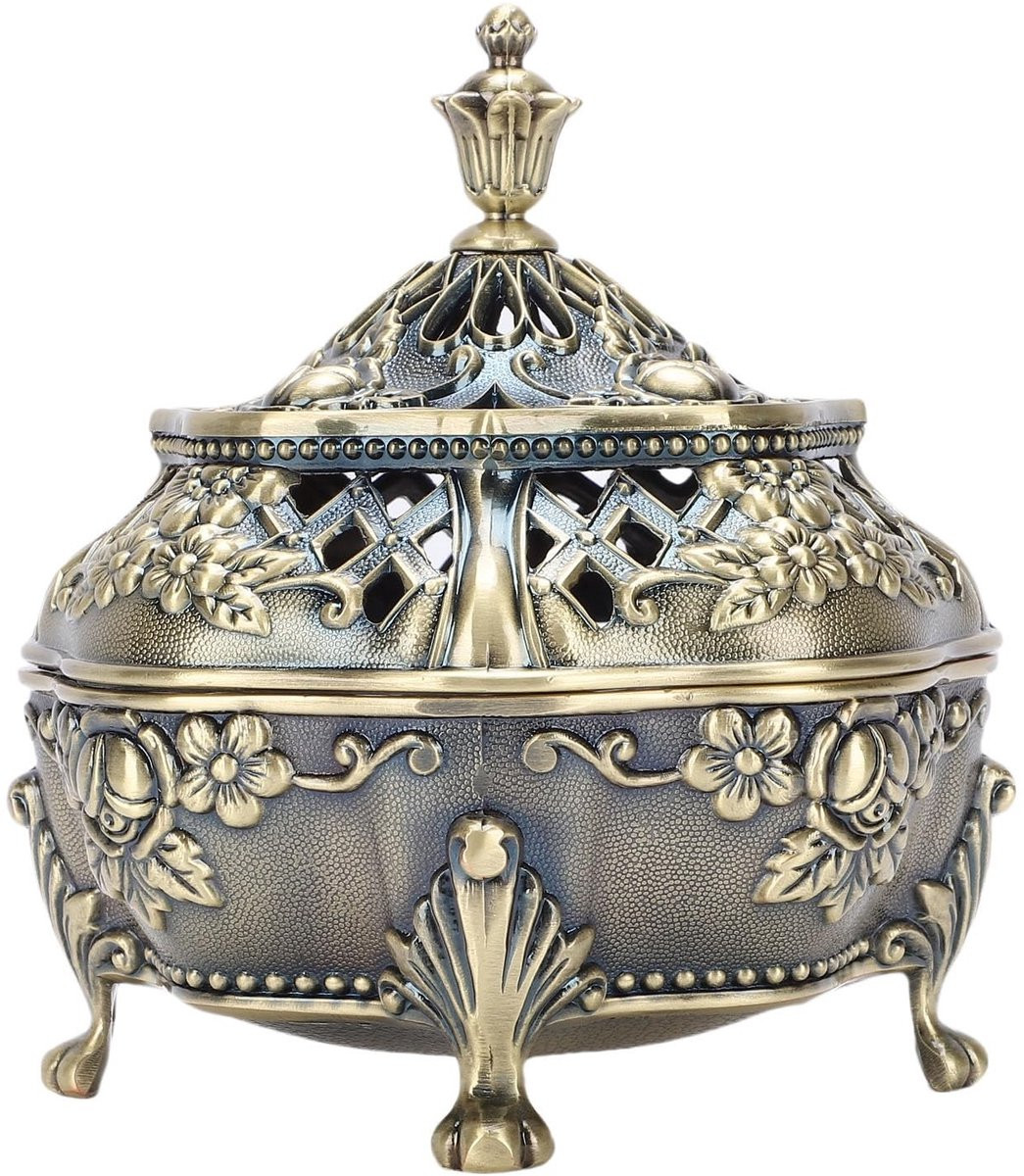 Dailygoods Wierookbrander Elegant Vakmanschap in Antiek Messing met Deksel
