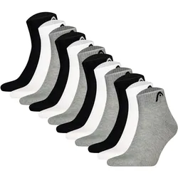HEAD Unisex Quarter Socken, 12er Pack - All Sports Training Quarter 12P, Logo, einfarbig Schwarz/Grau/Weiß / 43-46