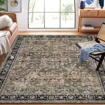 Garvee Vintage Distressed Floral Vine Area Rug