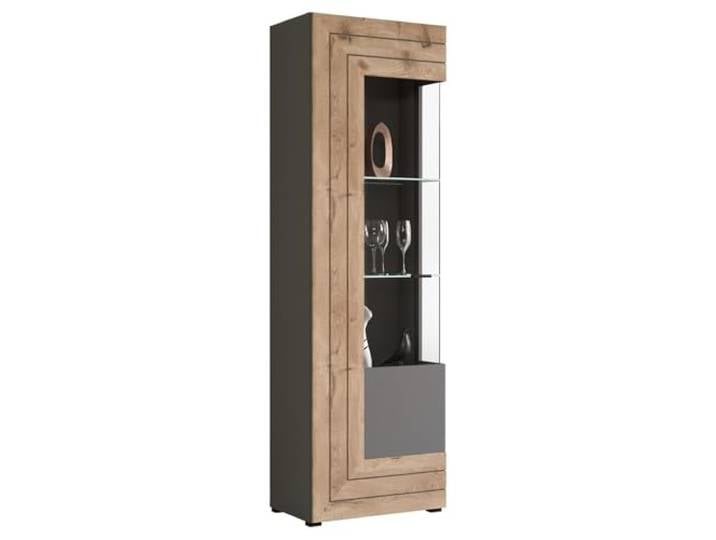 Newroom Vitrine Grau Glasvitrine Vitrinenschrank grifflos Wohnzimmer