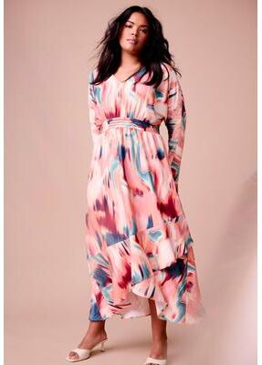 Plus Size Women's Ruffled Dolman Sleeve Maxi Dress by June & Vie in Geo Texture (Size 10/12)