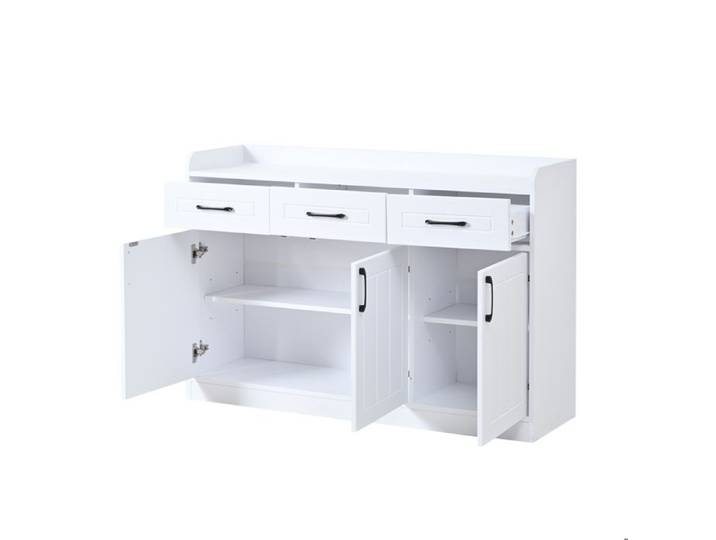 Buffet bas – 120 x 35 x 80 cm – 3 tiroirs 3 portes étagères réglables – blanc