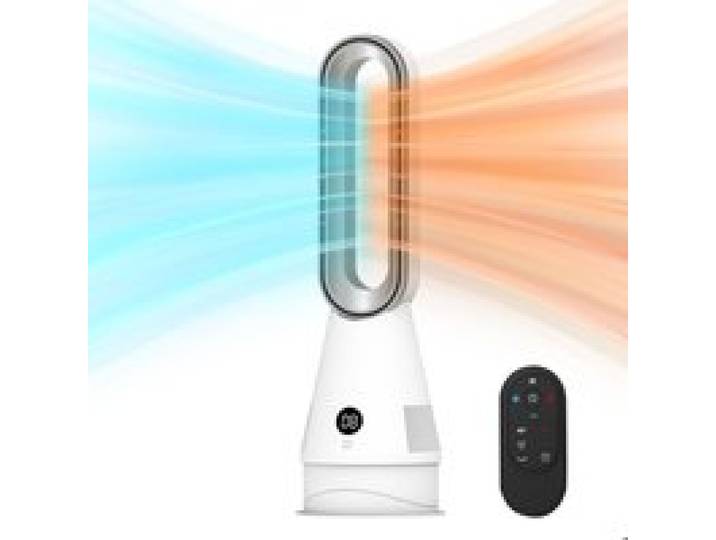 Ventilateur Colonne sans Pales 2 en 1 - 1300W - Silencieux 32dB - Oscillation 90° Minuterie 9H Télécommande - pour Maison Chambre