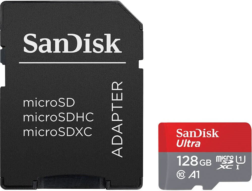 SanDisk 128GB Micro SDXC Hukommelseskort m. Adapter - Rød / Grå