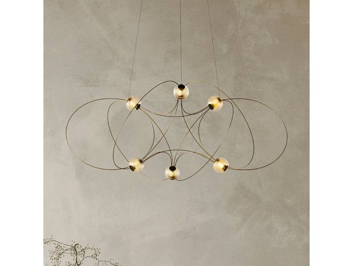 Suspension Munari 6 (PRÉ-ASSEMBLÉE) Or - DCW - Salle à manger - Design - Métal - Multi-ampoules