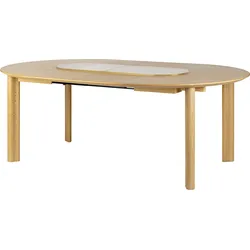 Comfort Circle Smooth Ausziehtisch, weiß, mit Messing